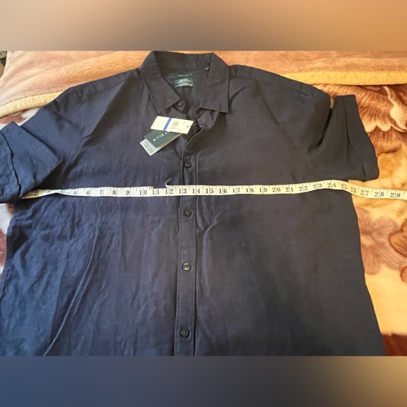 Perry Ellis | Men’s Linen Blend Navy Blue Front Open Shirt; Size XL (tall) NWT - Picture 3 of 15